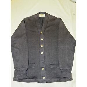 2/$35 Vintage Academia Old Money Custom 100% Wool Navy cardigan Womens Medium